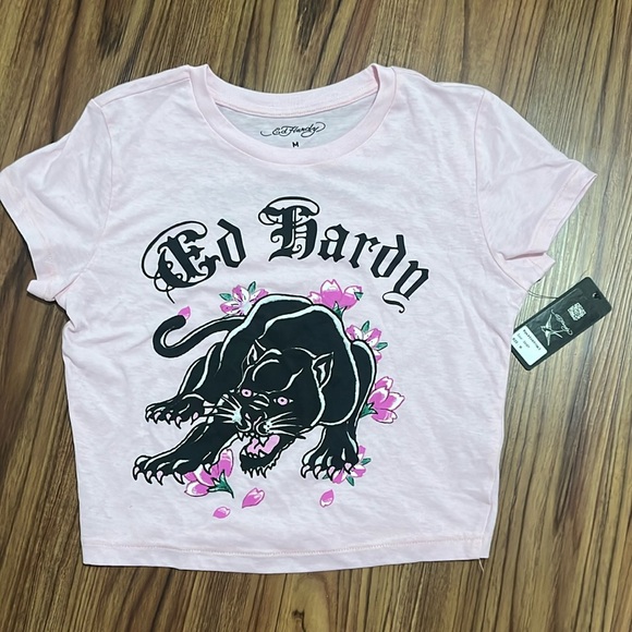 Ed Hardy Tops - Ed Hardy Pink Black Panther Top